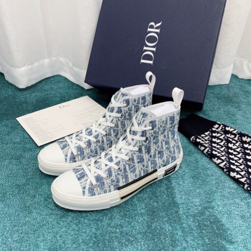 B23 High Top Sneaker Blue Dior Oblique Kasuri jacquard 4
