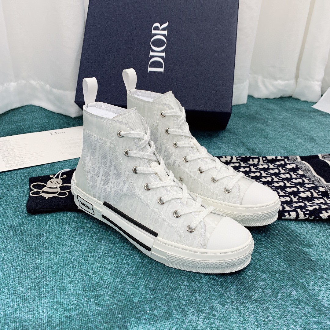 Dior B23 Oblique High Top Sneakers White Navy Blue  Ordixicom