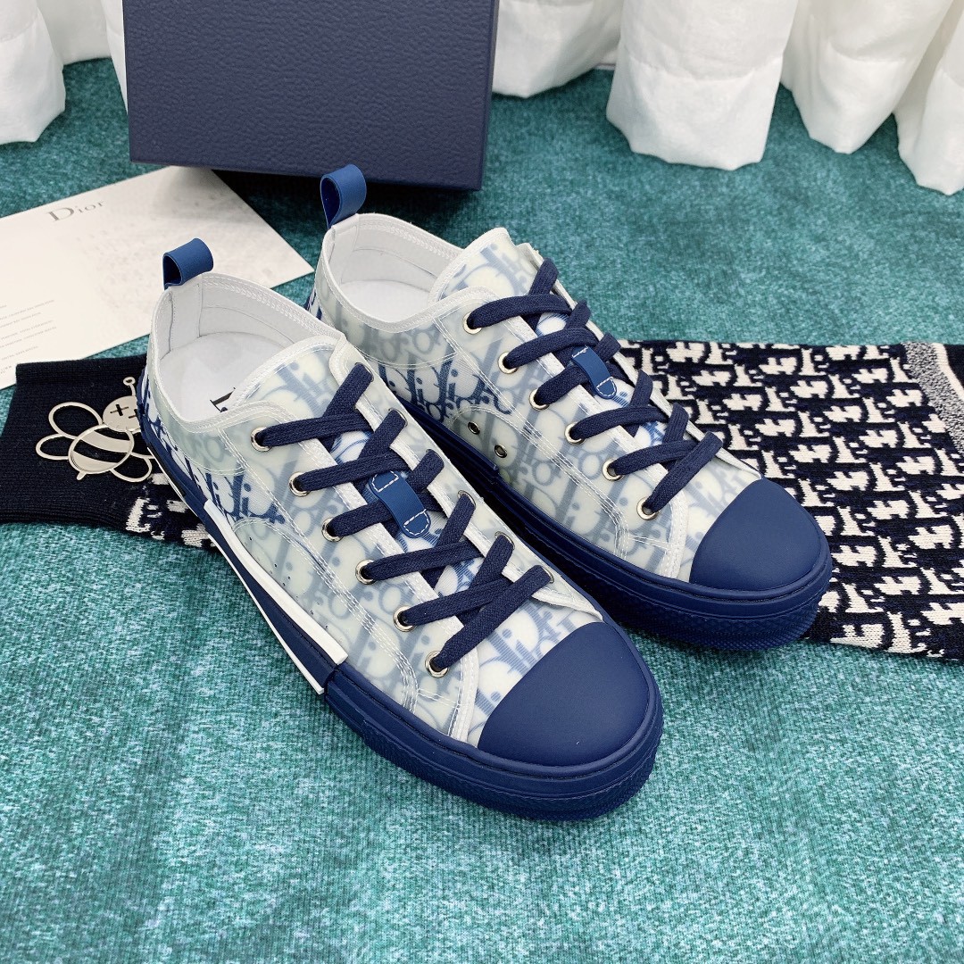 B23 HighTop Sneaker Beige Black and Navy Blue Dior Oblique Tapestry  DIOR
